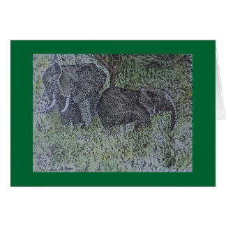 Cartão família do elefante