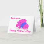 Cartão Família do hipopótamo do dia da mãe<br><div class="desc">Dia das mães feliz.,  cartão customizável. Uma mamã e uma família cor-de-rosa do hipopótamo,  e adicionam o texto para dentro. Inteiramente customizável,  nenhum custo extra,  caixa fornecida para fazer a personalização fácil. Pia batismal e grupo de cor já.</div>