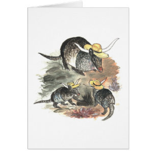 Cartão Família do tatu do vaqueiro