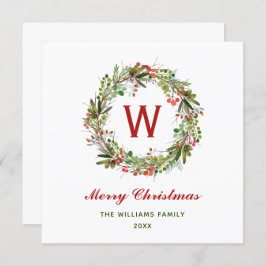 Cartão Família Elegante de Wreath de Natal