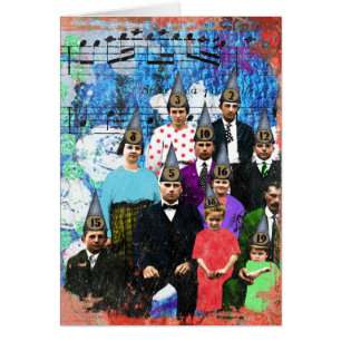 Cartão Família na arte de Digitas dos chapéus do partid