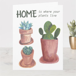 Cartão Famílias Cactus Happy New Home Watercolor