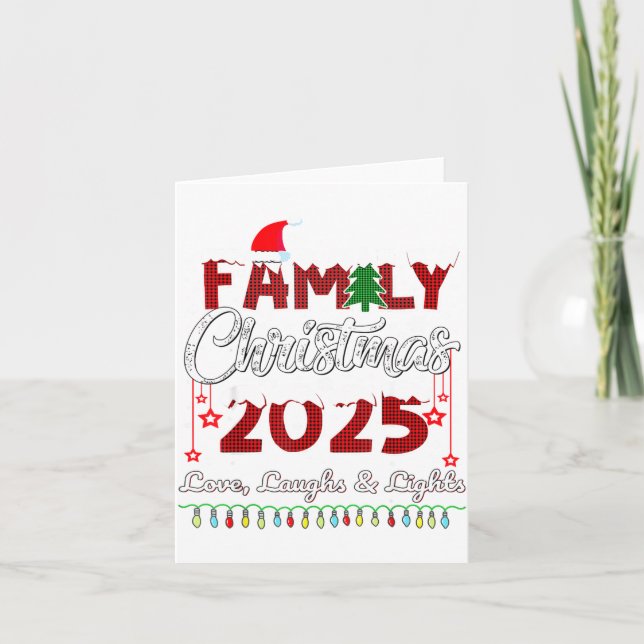 Cartão Family Christmas 2025 Love, Laughs And Lights Holi (Frente)