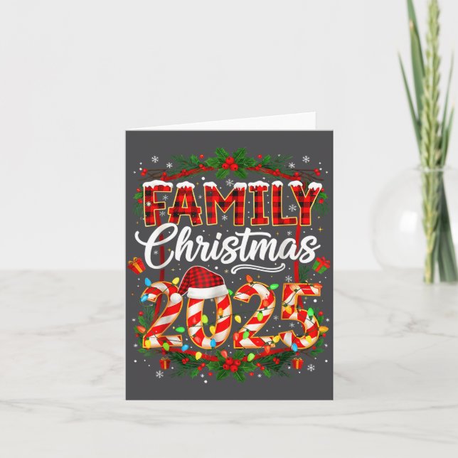 Cartão Family Christmas 2025 Xmas Lights Santa Pajamas Ho (Frente)