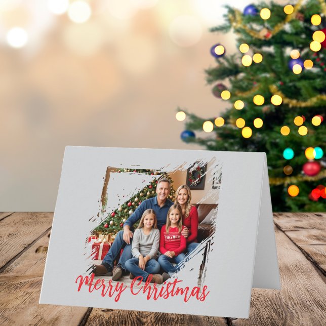 Cartão  Family Photo Christmas Personalize Holiday Card  (Custom front with family Photo)