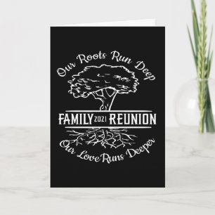 Cartão Family Reunion 2021 Family Tree Heart Roots