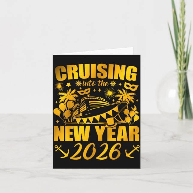 Cartão Family Vacation Cruise Ship 2026 New Year Party Cr (Frente)