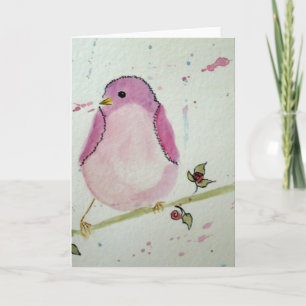Cartão Fancy Pink Bird Blank Greeting Card