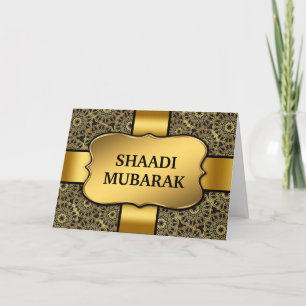 Cartão Fancy Shaadi Mubarak Preto e Dourado