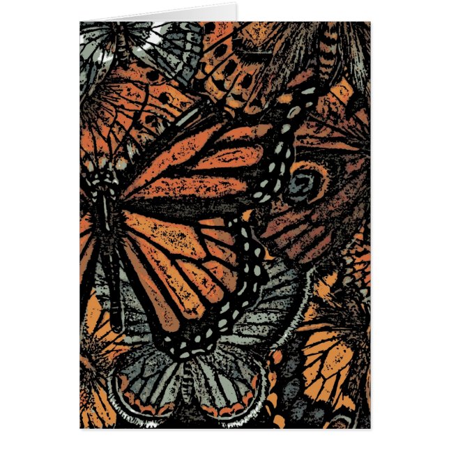 Cartão Fantasia da borboleta laranja abstrato (Frente)