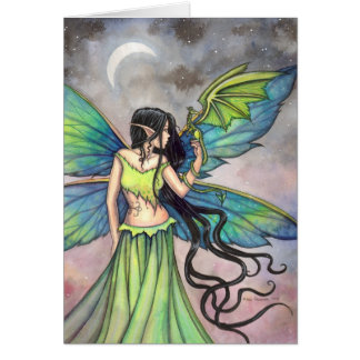 Cartão Fantasia de Arte de Fada do Dragão Esmeralda