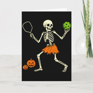 Cartão Fantasia de Esqueleto de Halloween de Pickleball A
