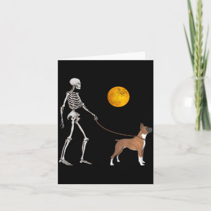 Cartão Fantasia de Halloween de Cão Esqueleto Boxer