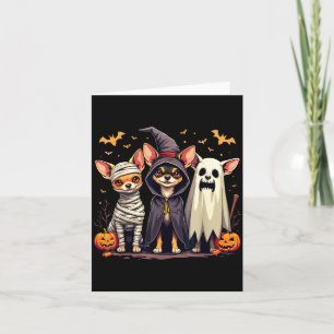 Cartão Fantasia de Halloween de Chihuahua Múmia Bruxa Fan