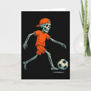 Cartão Fantasia de Halloween de Futebol Esqueleto Diverti
