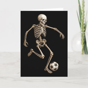 Cartão Fantasia de Halloween de Futebol Esqueleto Retro E