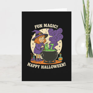 Cartão Fantasia de Halloween Engraçada 6 7 Bruxa Fofa Ret