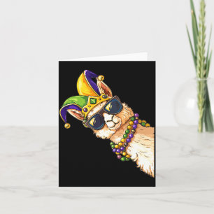 Cartão Fantasia de Llama Mardi Gras Divertida