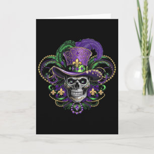 Cartão Fantasia de Mardi Gras Caveira de Açúcar Carnaval 