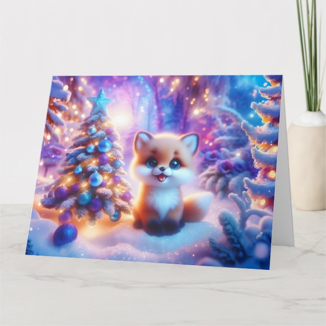Cartão Fantasia de Natal do Baby Fox (Frente)