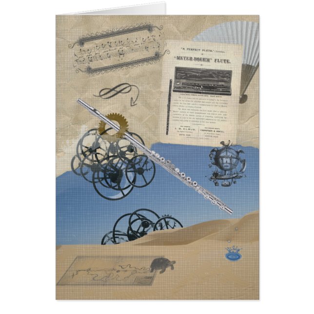 Cartão Fantasia de Steampunk da flauta (Frente)