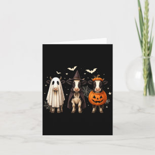 Cartão Fantasia de Vaca Engraçada Fantasma Bruxa Abóbora