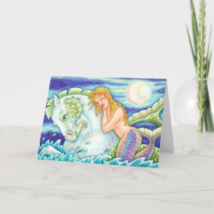 CARTÃO FANTASIA FANTASY MERMAID RIDING MERHORSE, SEAHORSE