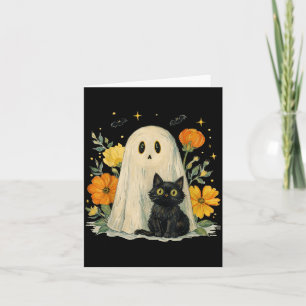 Cartão Fantasia Floral Groovy Gato Preto Fantasma de Hall