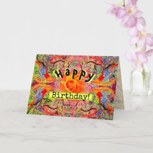 Cartão Fantasia vitoriana Rosa Orange personalizável