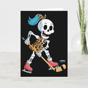 Cartão Fantasias de Halloween de Hóquei no Gelo Esqueleto