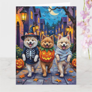 Cartão Fantasias de Halloween para Cães Samoyed em Doces