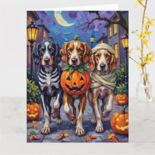 Cartão Fantasias de Halloween para English Setter fazendo
