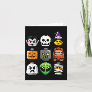 Cartão Fantasias de Halloween Tijolo Abóbora Cabeças de F