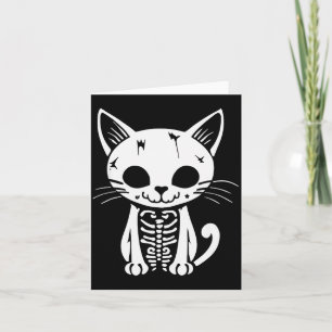 Cartão Fantasias engraçadas de Halloween de gato esquelet