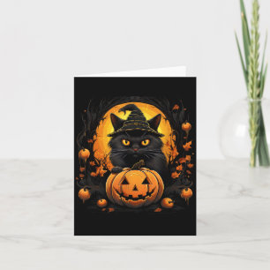 Cartão Fantasioso Traje de Gato de Halloween Gato Abóbora