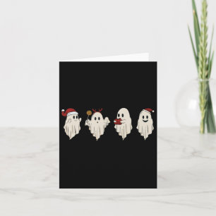 Cartão Fantasma Bonita, Feliz Natal Santa Hat Família Eng