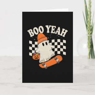 Cartão Fantasma Boo Yeah Skateboarding Funny Halloween Gh