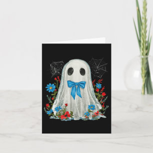 Cartão Fantasma Com Arco Azul Coquette E Flores No Dia Da