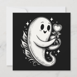 Cartão Fantasma com Coração Cute Assustador Dia dos Namor