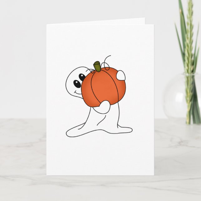 Cartão Fantasma com Pumpkin Laranja (Frente)