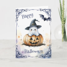 Fantasma de Halloween em Aquarela Fofa em um Jack
