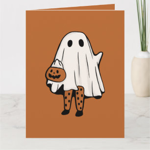 Cartão Fantasma de Halloween Fofo com Meias Halloween 