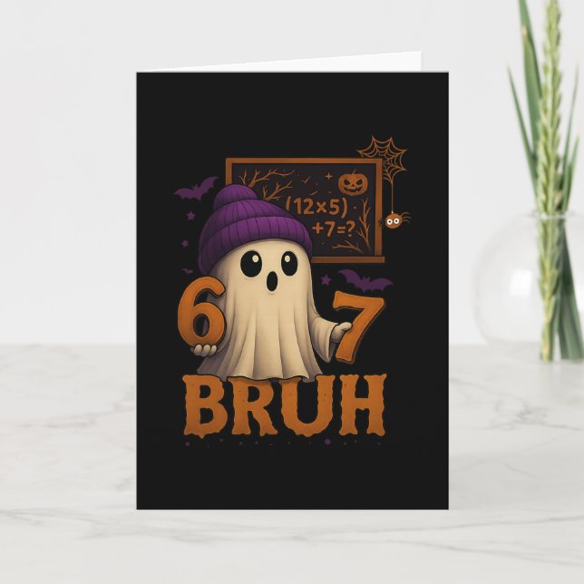 Cartão Fantasma de Matemática Engraçado 67 Bruh Meme de H (Frente)