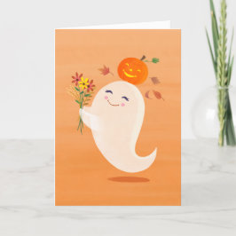 Cartão Fantasma e Flores do Dia das Bruxas