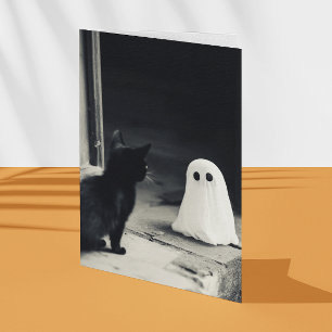 Cartão Fantasma e Halloween de Kitten
