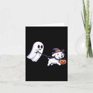 Cartão Fantasma Engraçado Andando Cachorro Fantasma Noite