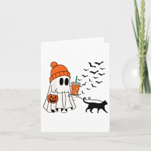 Cartão Fantasma Engraçado Andando Ghost Cat Halloween Spo