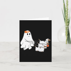 Cartão Fantasma Engraçado Caminhando Com Três Cachorros Q