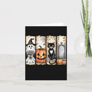 Cartão Fantasma engraçado do Halloween Gato Preto Cottage