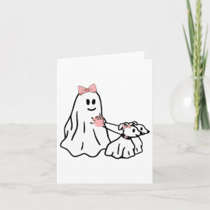 Cartão Fantasma Engraçado Passeando com Cachorro Temporad